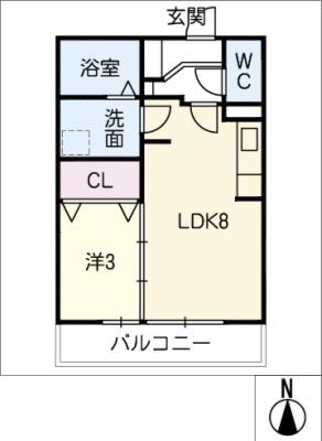 ファミール愛敬(1LDK/1階)の間取り写真