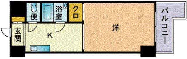 ホワイトマンション西新(1K/3階)の間取り写真