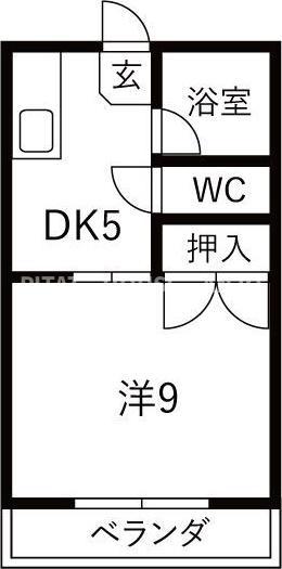 グリーンバード1(1DK/2階)の間取り写真