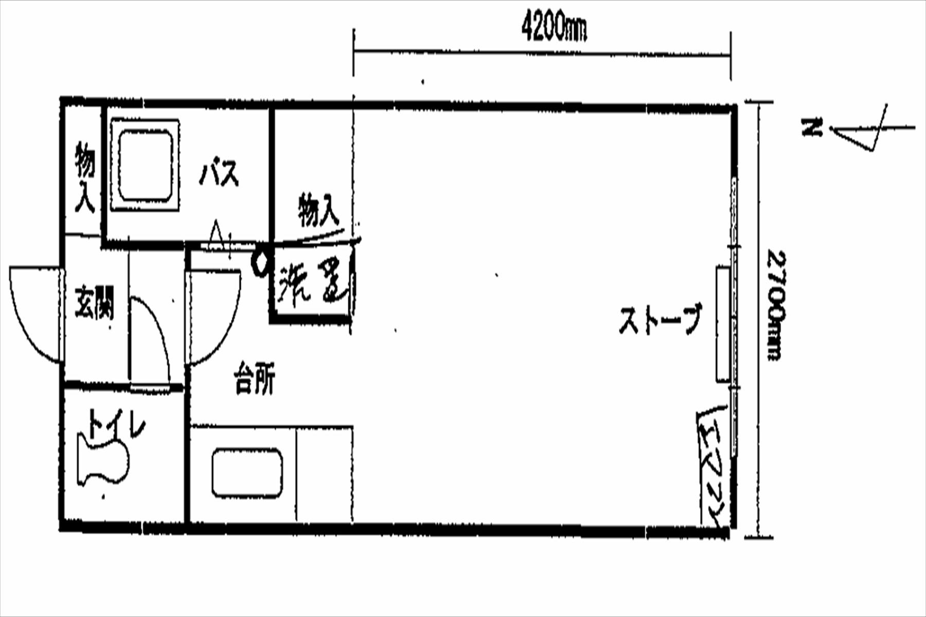 高陽ハイツ(ワンルーム/2階)の間取り写真