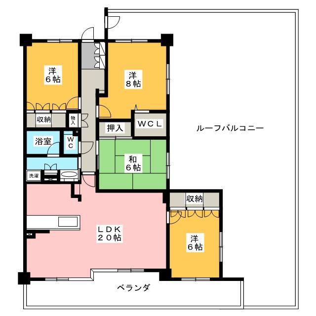 ラヴィエール長島(4LDK/4階)の間取り写真