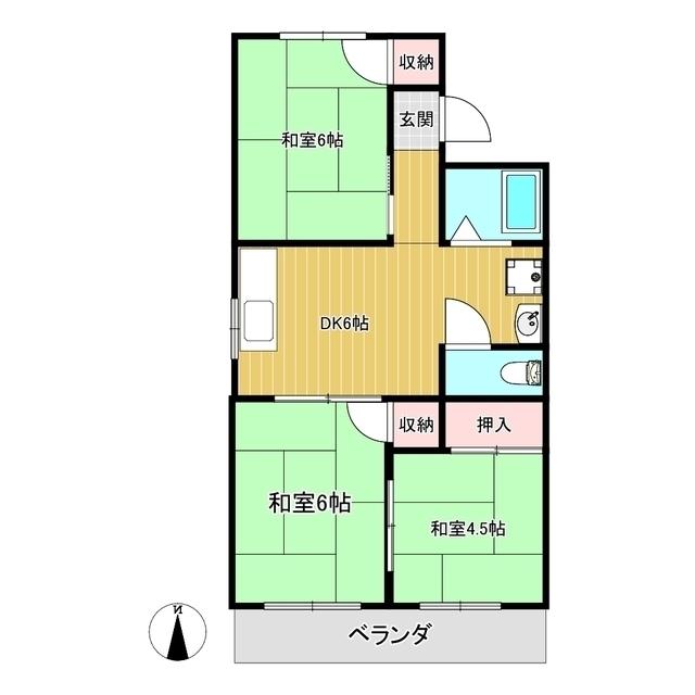 山本コーポ(3DK/2階)の間取り写真