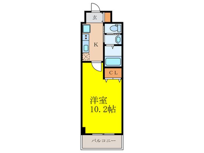 クローバーメゾン江坂(1K/6階)の間取り写真