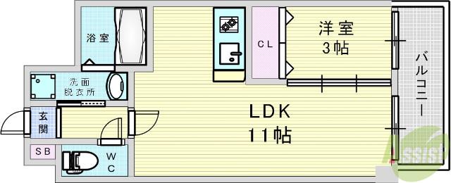 石塚ハイム(1LDK/2階)の間取り写真