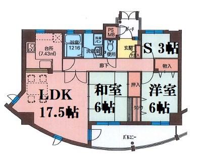フィールトレイン(2SLDK/5階)の間取り写真