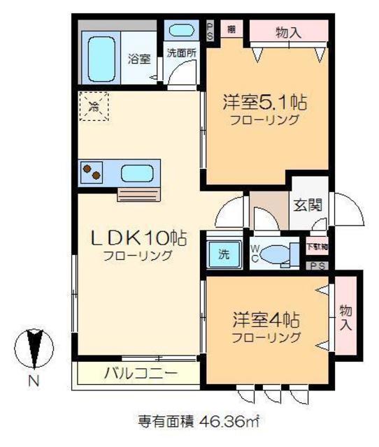 FELICIA 両国(2LDK/2階)の間取り写真