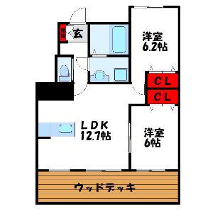 ビオス東郷(2LDK/1階)の間取り写真