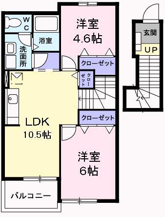 グラウクスII(2LDK/2階)の間取り写真