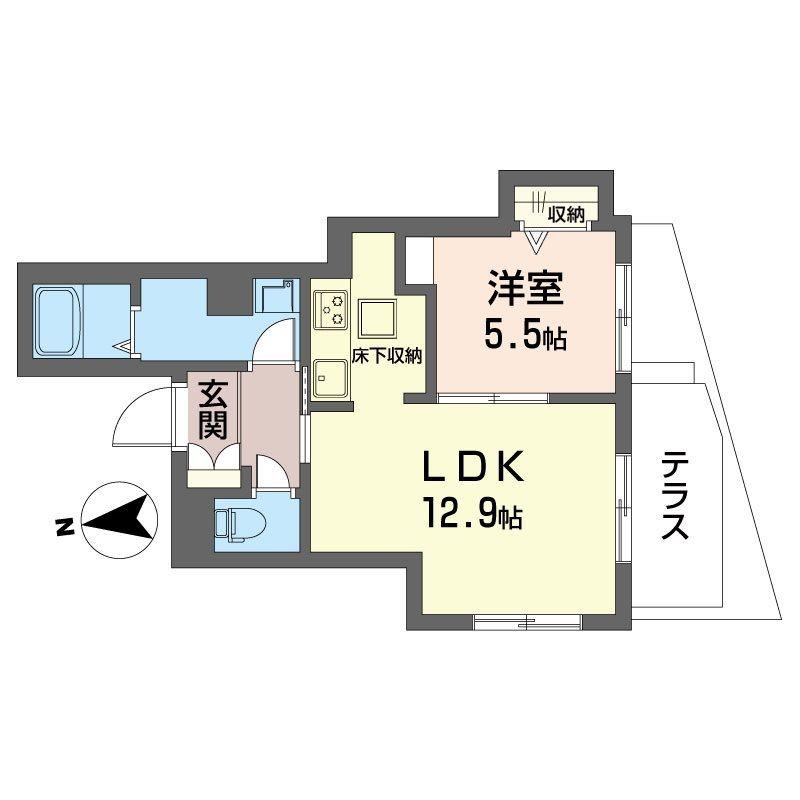 ヴィアフィーデ経堂(1LDK/1階)の間取り写真