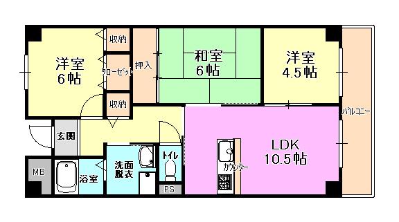 エスぺラール神戸(3LDK/7階)の間取り写真