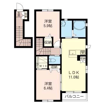シャーメゾンルーチェ D(2LDK/2階)の間取り写真