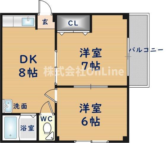 ニッコーハイツ(2DK/3階)の間取り写真