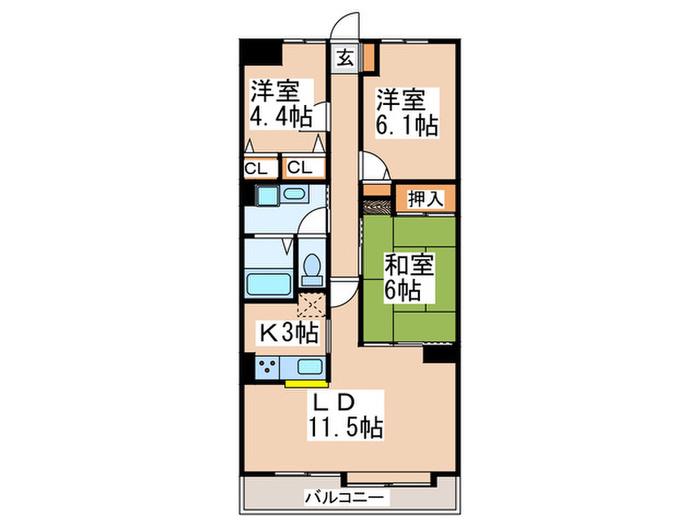 大貫ラガーランド(3LDK/1階)の間取り写真