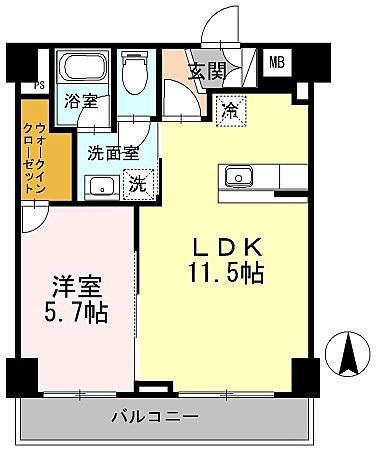 FOGLIA IOGI(1LDK/4階)の間取り写真