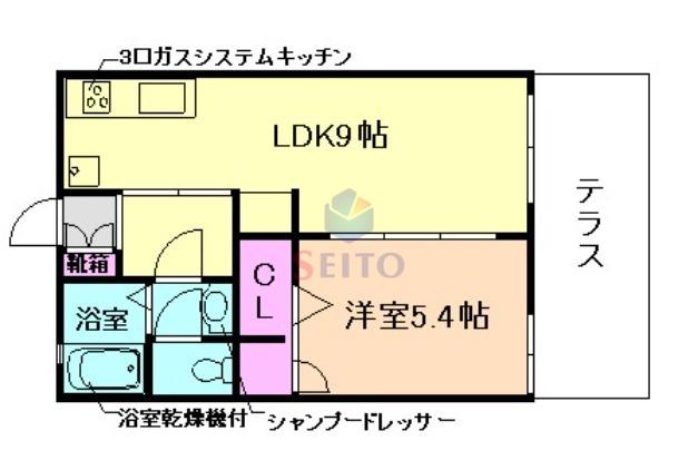 シャンブル蛍ヶ池(1LDK/1階)の間取り写真
