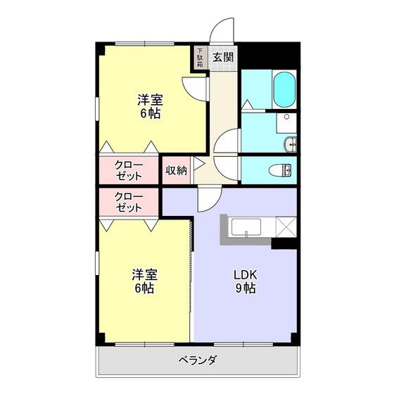 サンティークカメツタII(2LDK/2階)の間取り写真