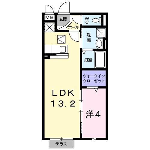 ラフレシール エイメイ(1LDK/1階)の間取り写真