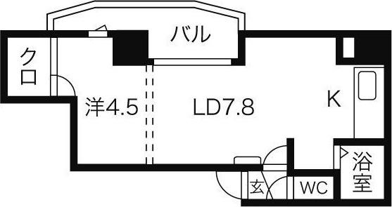 パークヒルズ琴似25(1LDK/2階)の間取り写真