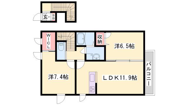 シャーメゾン兼田(2LDK/2階)の間取り写真