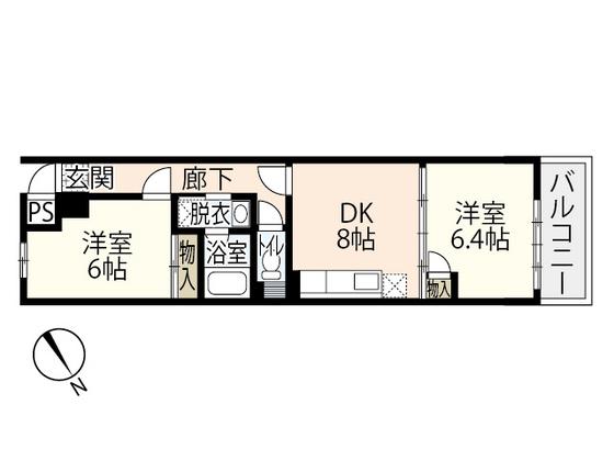 富士見町 多川ビル(2DK/2階)の間取り写真