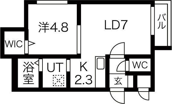 クリビア二十四軒(1LDK/3階)の間取り写真