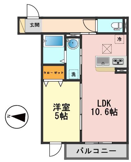 グラナーデ東水元(1LDK/3階)の間取り写真