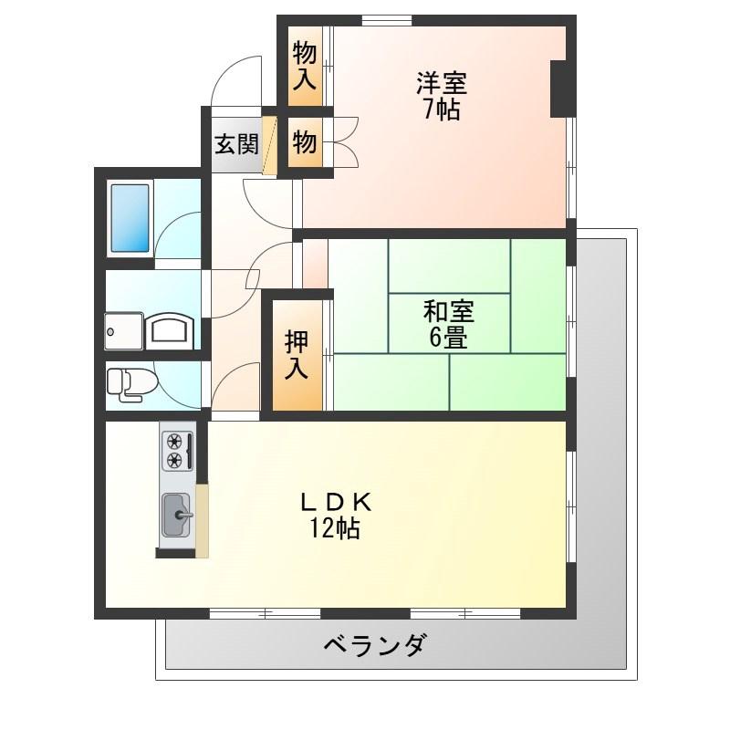 江戸屋ハイツ(2LDK/5階)の間取り写真