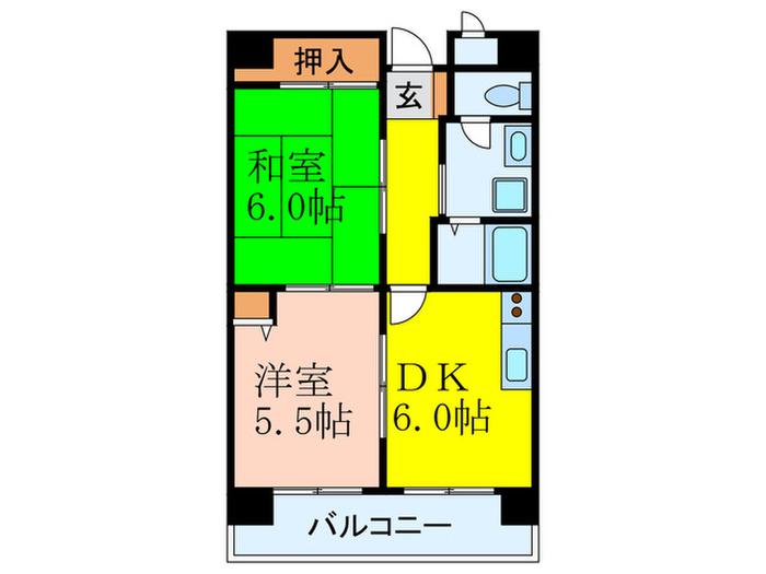 THE33(2DK/7階)の間取り写真