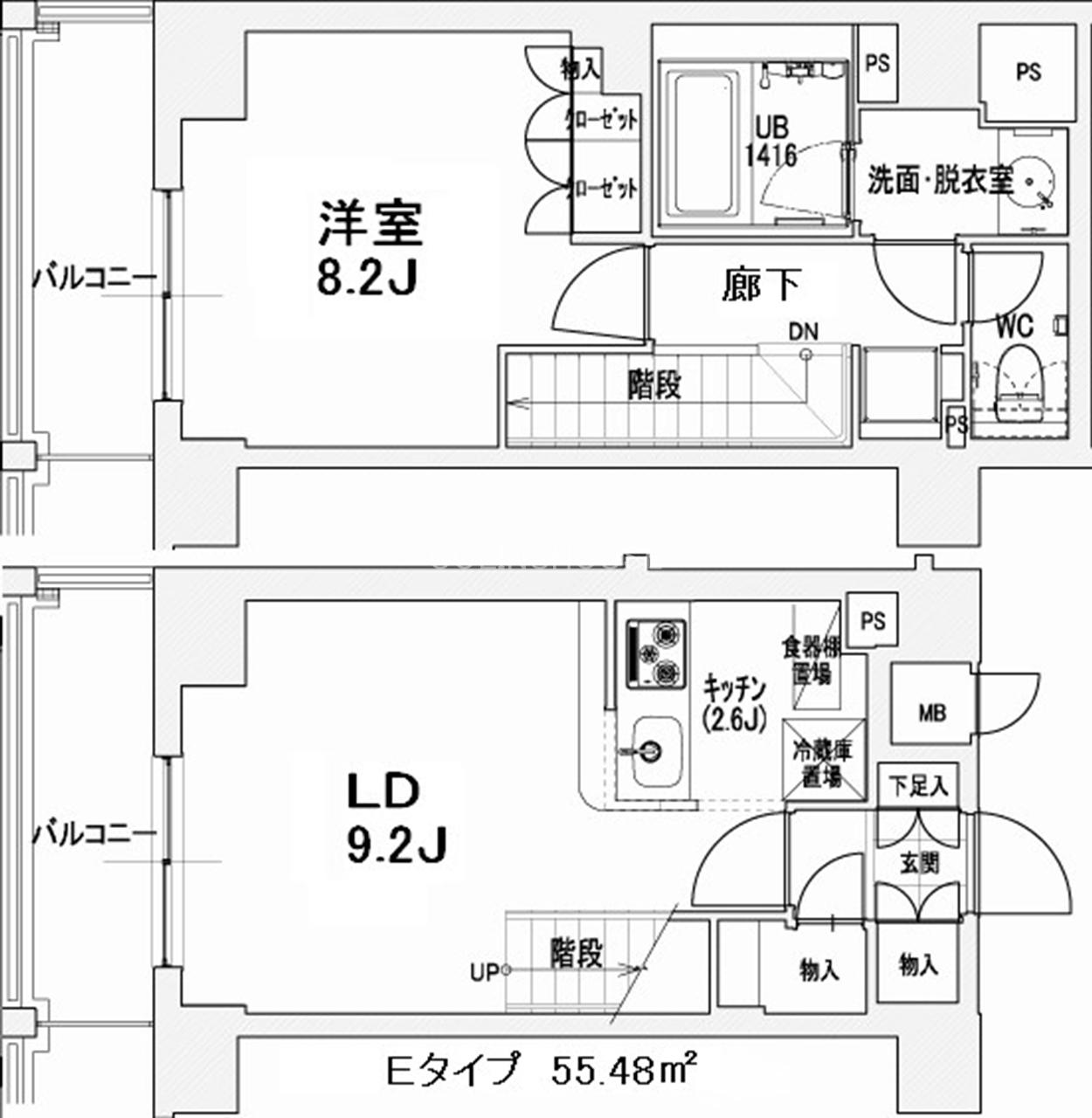 エスティメゾン王子(1LDK/15階)の間取り写真
