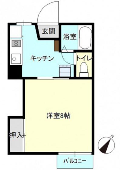 ルシエルB棟(1K/1階)の間取り写真
