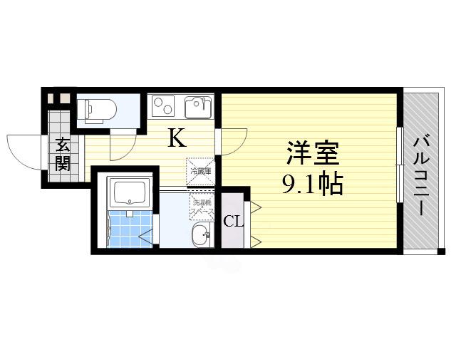 フジパレス遠里小野Ⅴ番館(1K/2階)の間取り写真