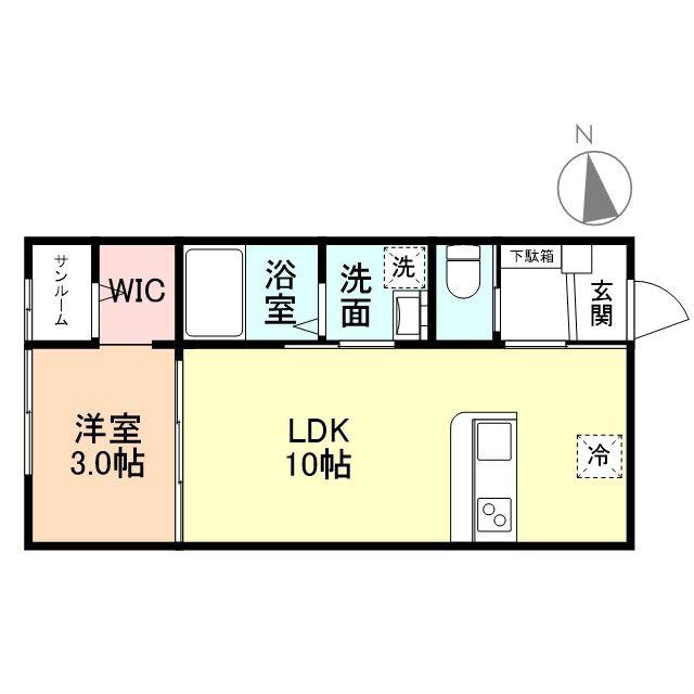 EL VITA鵯島IV(1LDK/1階)の間取り写真
