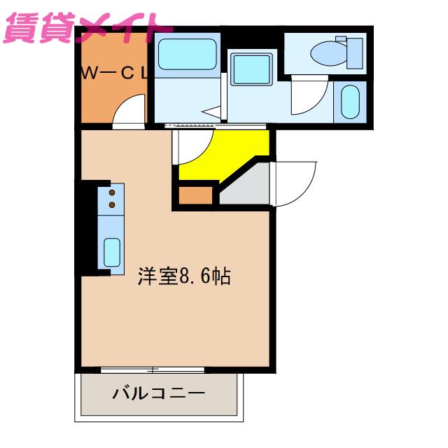 スタブリテラス桑名(ワンルーム/3階)の間取り写真