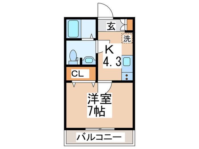 コリーヌ市ヶ尾(1K/2階)の間取り写真