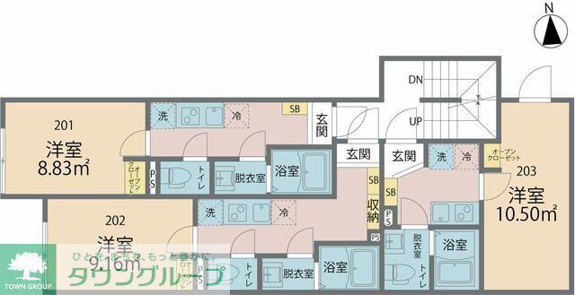 カインドネス東大和ノース(1K/1階)の間取り写真