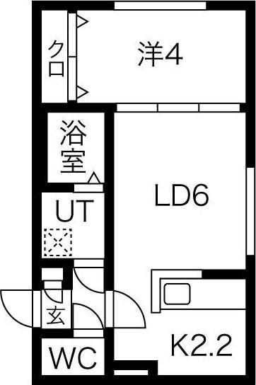 グランド中の島(1LDK/3階)の間取り写真