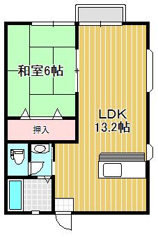 ウエストヴィレッジB棟(1LDK/2階)の間取り写真