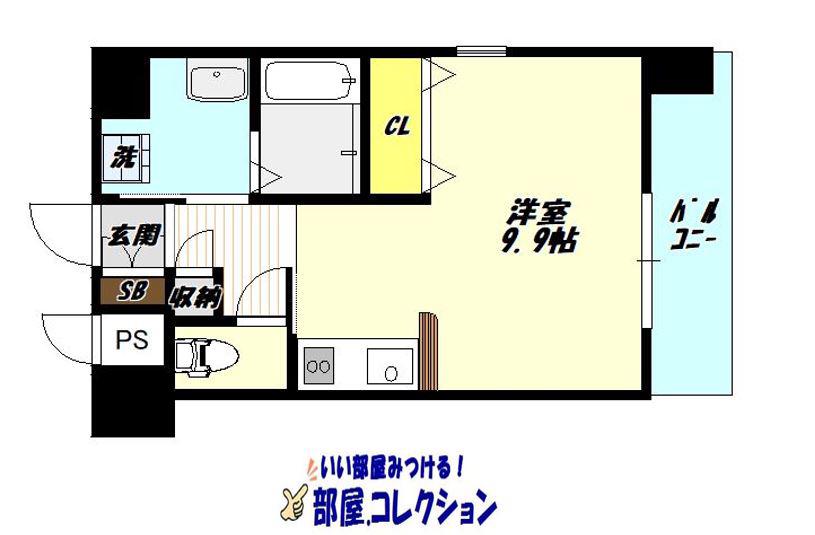 フェリシエ馬借(ワンルーム/4階)の間取り写真
