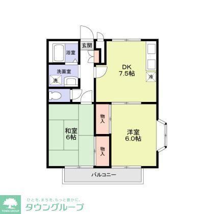 グリーンテラス(2DK/2階)の間取り写真