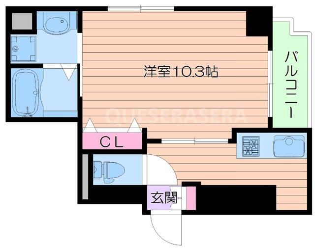シャンテ与力町(1K/3階)の間取り写真