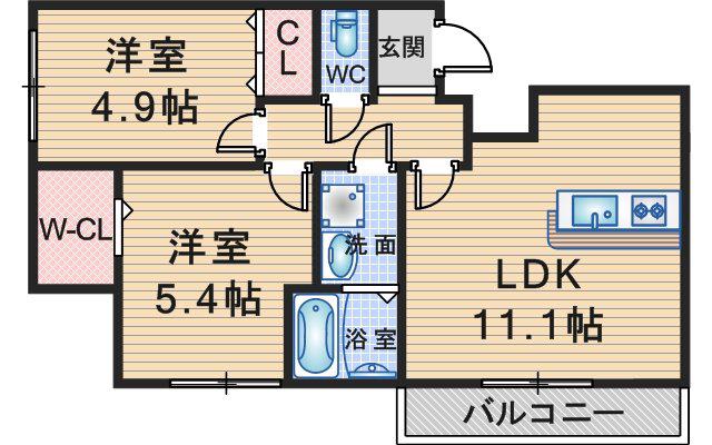STEADY桜の町(2LDK/3階)の間取り写真