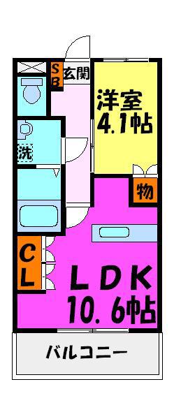 ルミナスI(1LDK/2階)の間取り写真