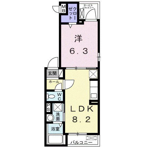 フィガロ(1LDK/2階)の間取り写真