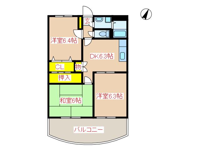 フルールM(3DK/3階)の間取り写真