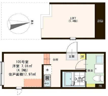 ハーモニーテラス東小岩III(1K/1階)の間取り写真