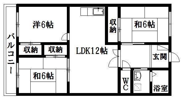 ベルデTAKADA(3LDK/1階)の間取り写真