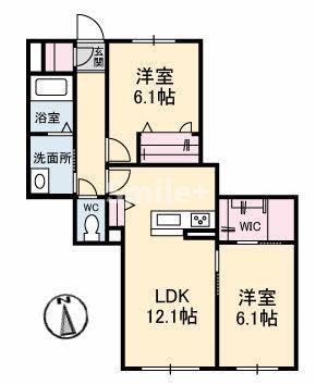 シャーメゾンガーデンズ田中(2LDK/1階)の間取り写真
