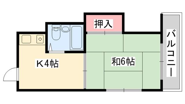ブリリアント石津南町(1K/4階)の間取り写真