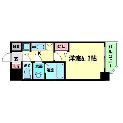 アクアプレイス天王寺II(1K/7階)の間取り写真