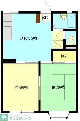 ハイツZC(2DK/1階)の間取り写真